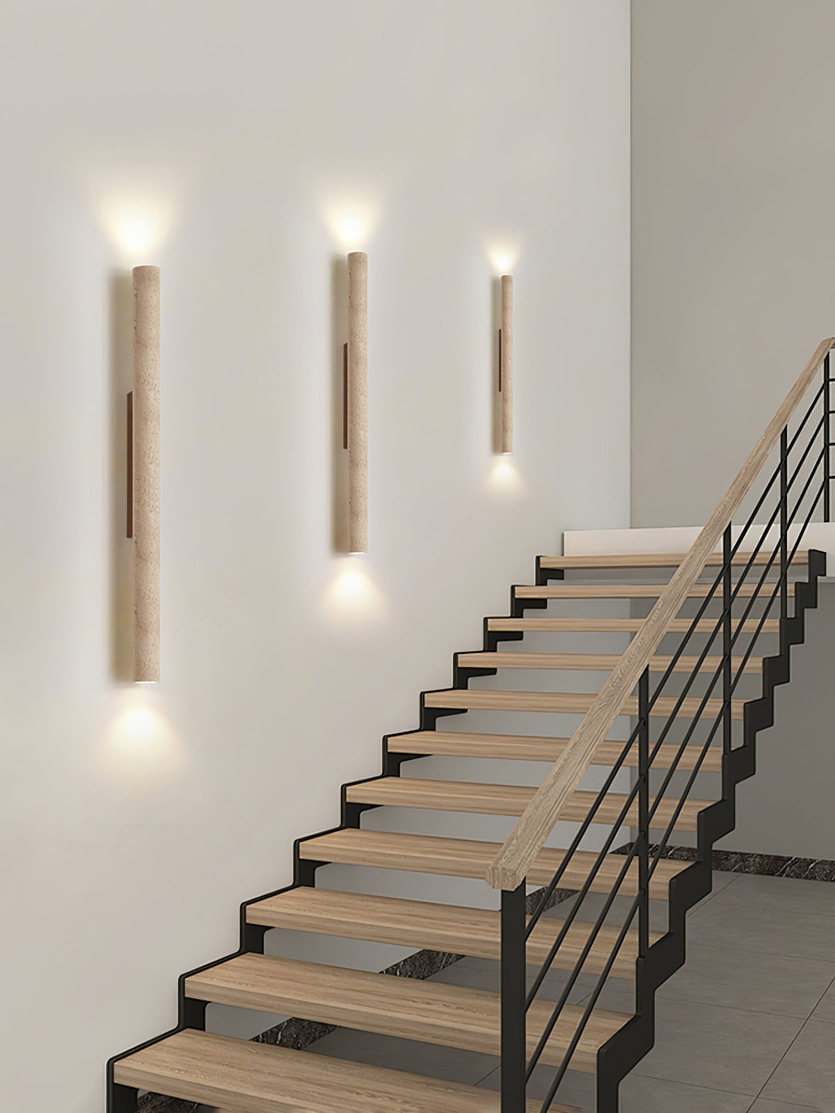 Travertine Column Wall Lamp, Adjustable LED
