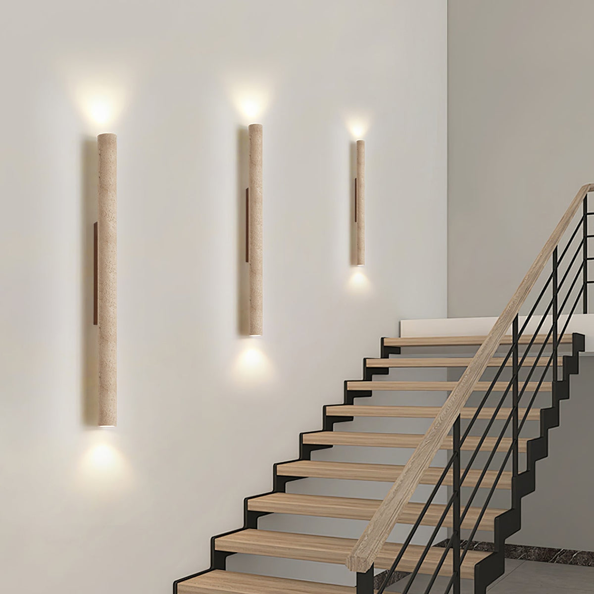 Travertine Column Wall Lamp, Adjustable LED