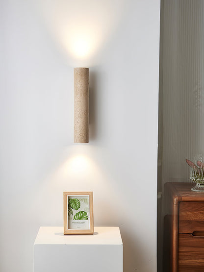 Travertine Column Wall Lamp, Adjustable LED