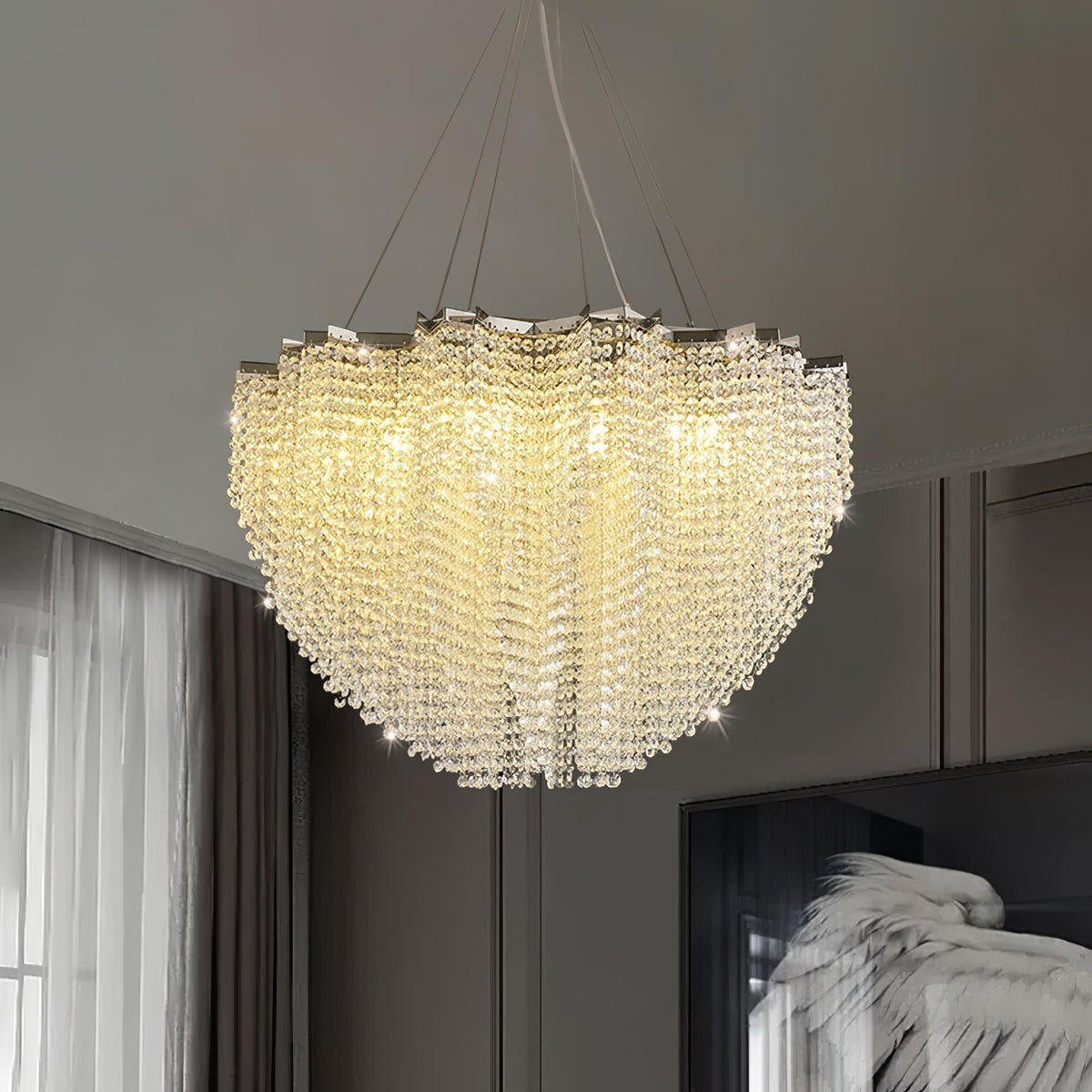 Crystal Chandelier with Adjustable Height