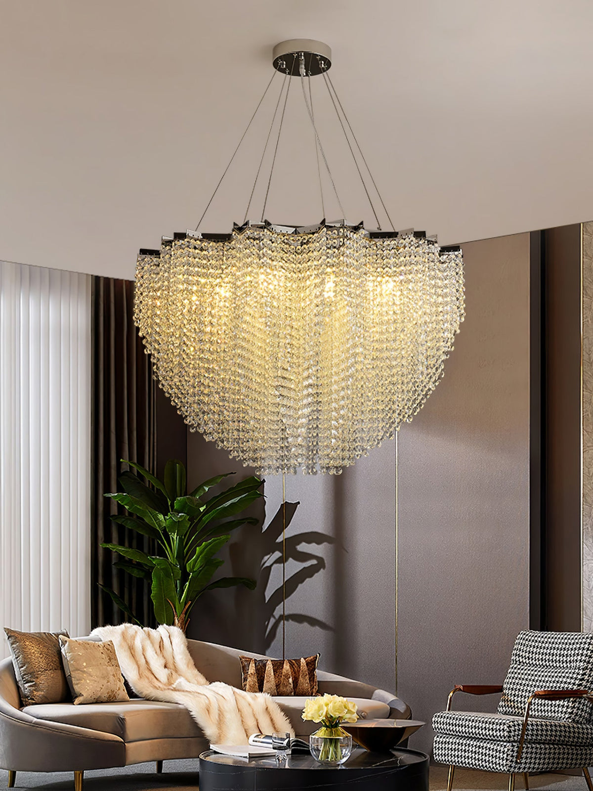 Crystal Chandelier with Adjustable Height