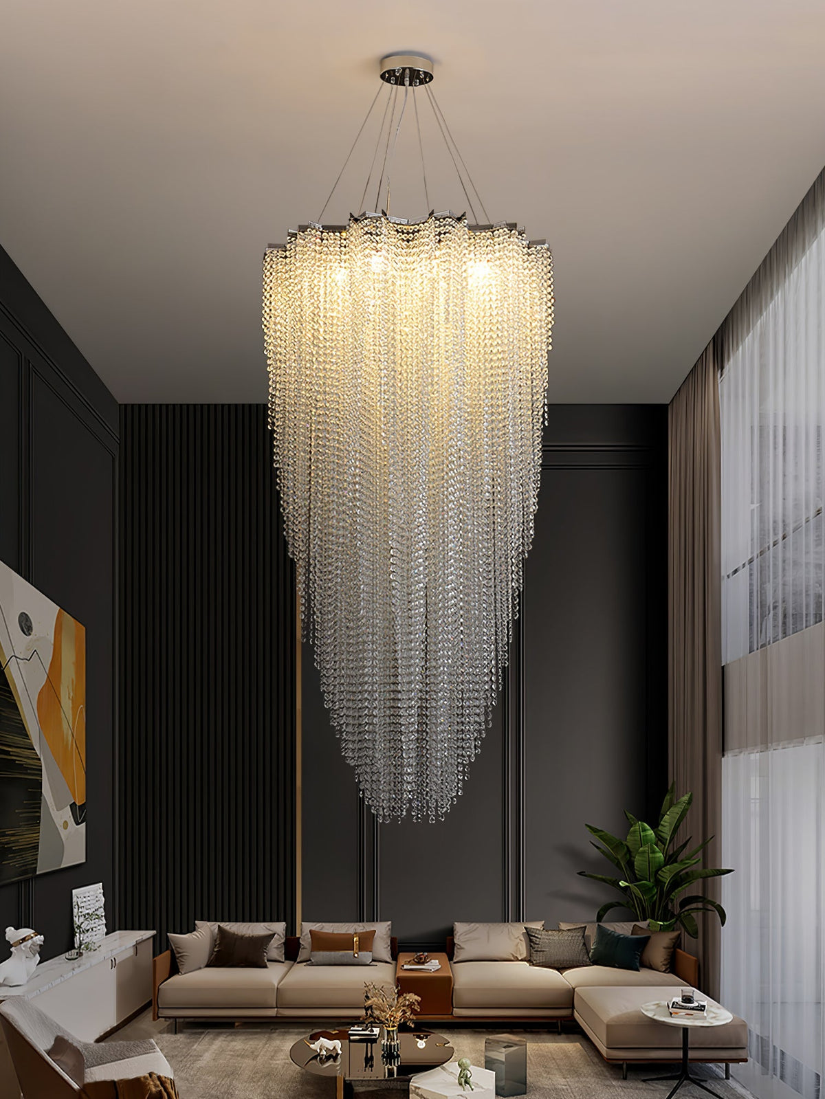 Crystal Chandelier with Adjustable Height