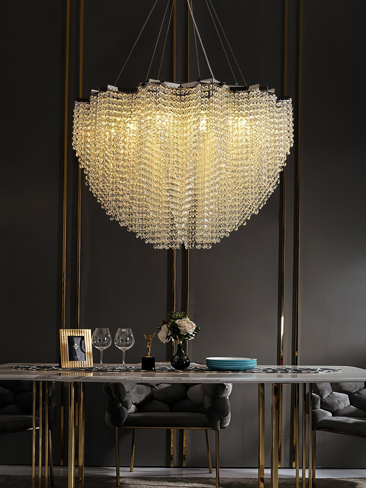 Crystal Chandelier with Adjustable Height