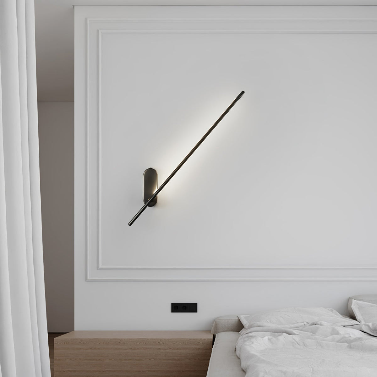 Stick-Shaped Metal Wall Sconce, Dimmable LED — alternate angle