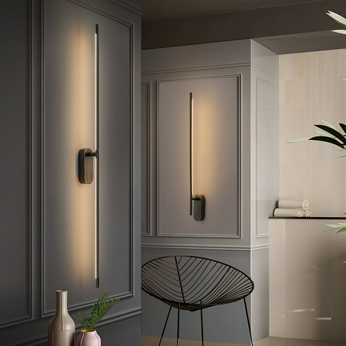 Stick-Shaped Metal Wall Sconce, Dimmable LED