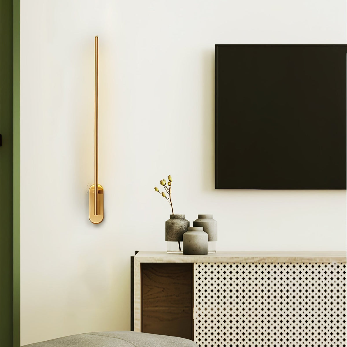 Stick-Shaped Metal Wall Sconce, Dimmable LED