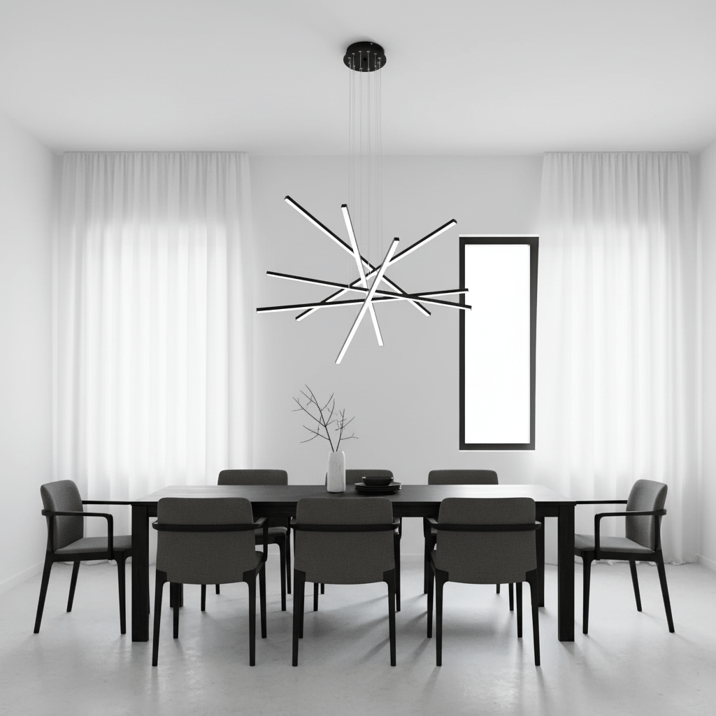 Strata Linear Chandelier - Modern Design with Dimmable LED Lights — alternate angle