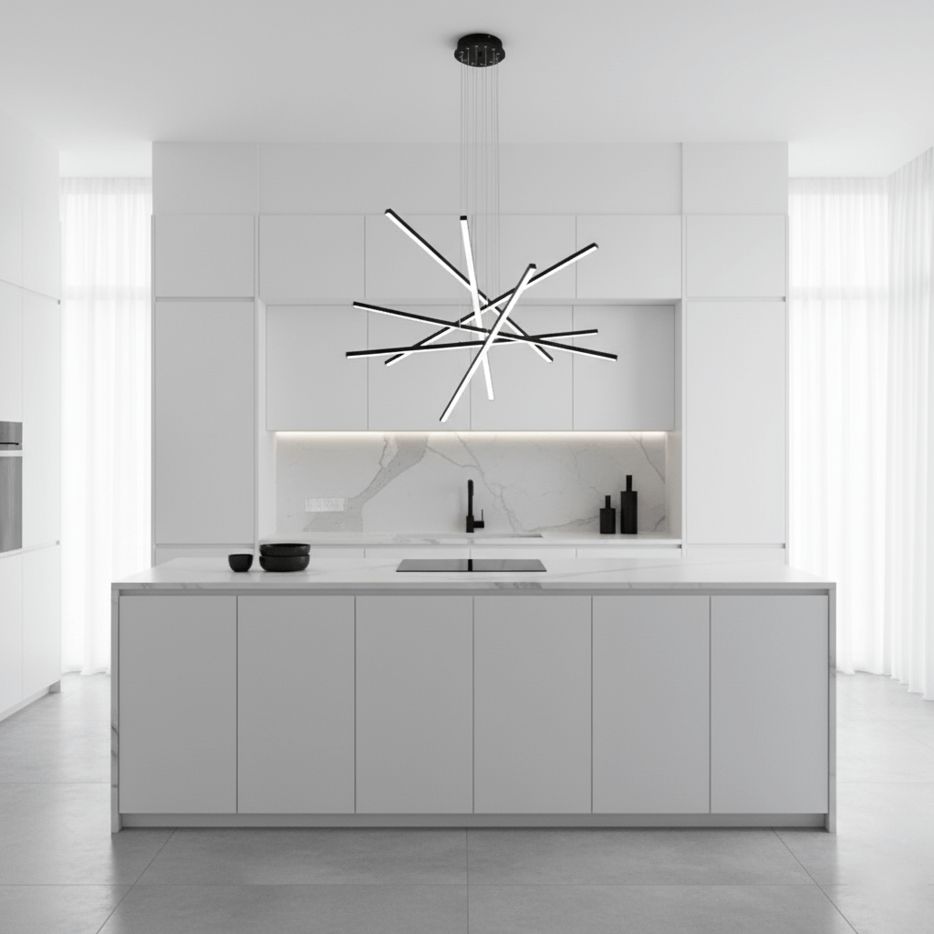 Strata Linear Chandelier - Modern Design with Dimmable LED Lights — detail view
