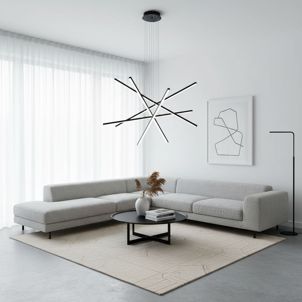 Strata Linear Chandelier - Modern Design with Dimmable LED Lights — lifestyle view