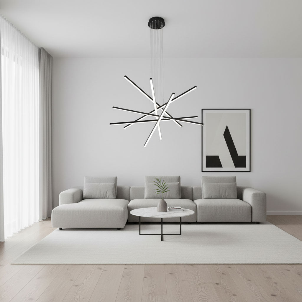 Strata Linear Chandelier - Modern Design with Dimmable LED Lights — side view