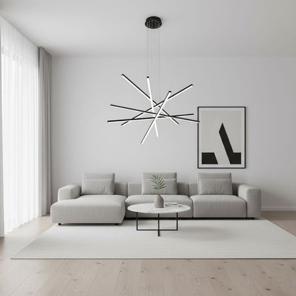 Strata Linear Chandelier - Modern Design with Dimmable LED Lights — side view
