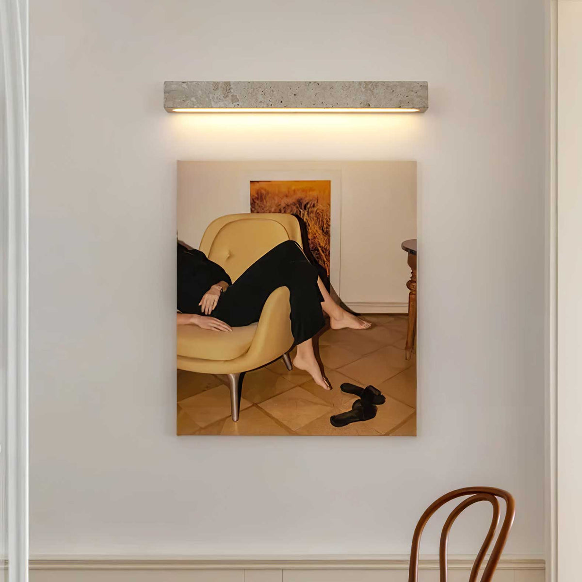 Travertine LED Wall Light with Adjustable Brightness — detail view