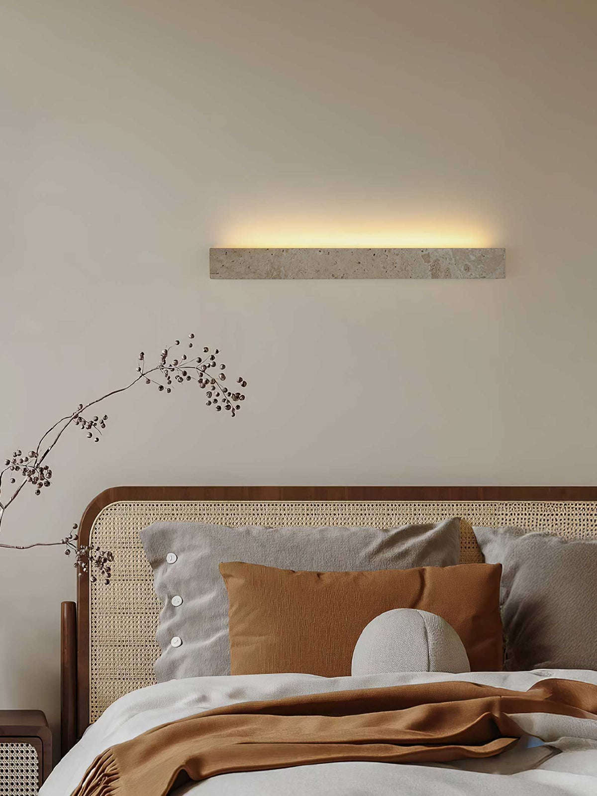 Travertine LED Wall Light with Adjustable Brightness