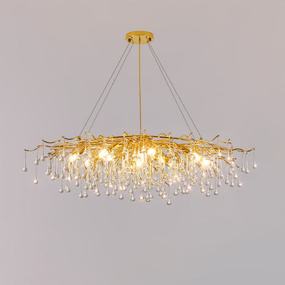 Teardrop Crystal Chandelier with Dimmable Light