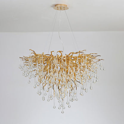 Teardrop Crystal Chandelier with Dimmable Light