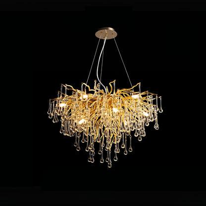 Teardrop Crystal Chandelier with Dimmable Light