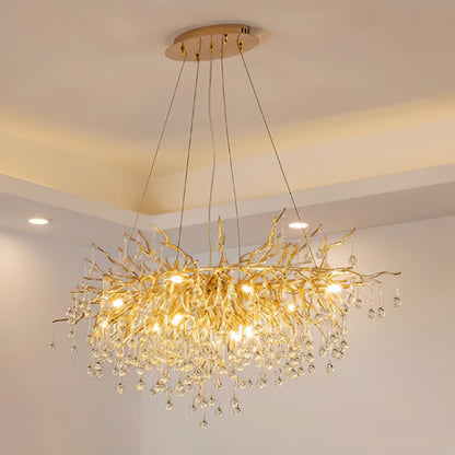 Teardrop Crystal Chandelier with Dimmable Light