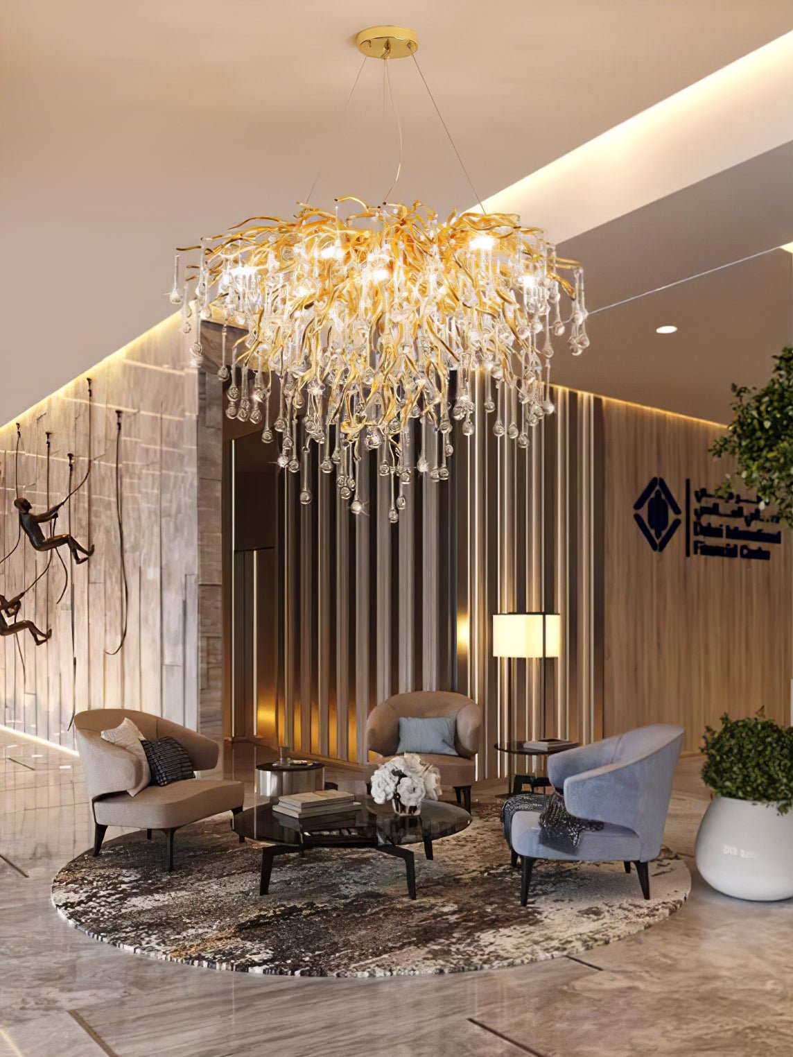 Teardrop Crystal Chandelier with Dimmable Light