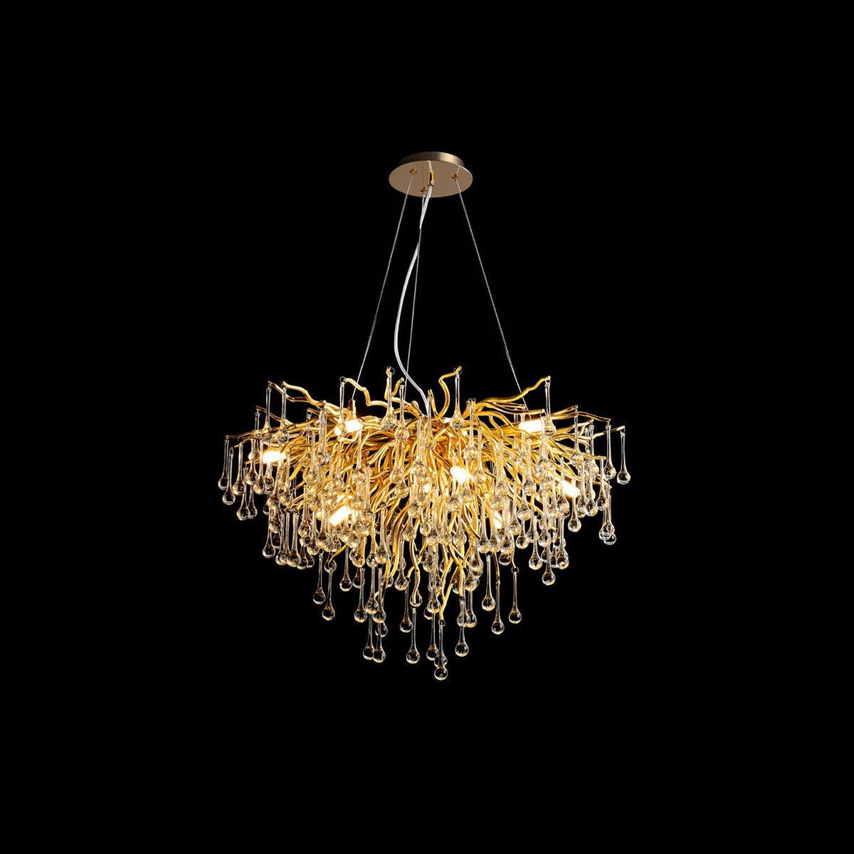 Teardrop Crystal Chandelier with Dimmable Light — side view