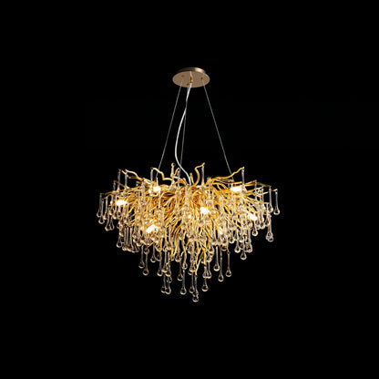 Teardrop Crystal Chandelier with Dimmable Light — side view