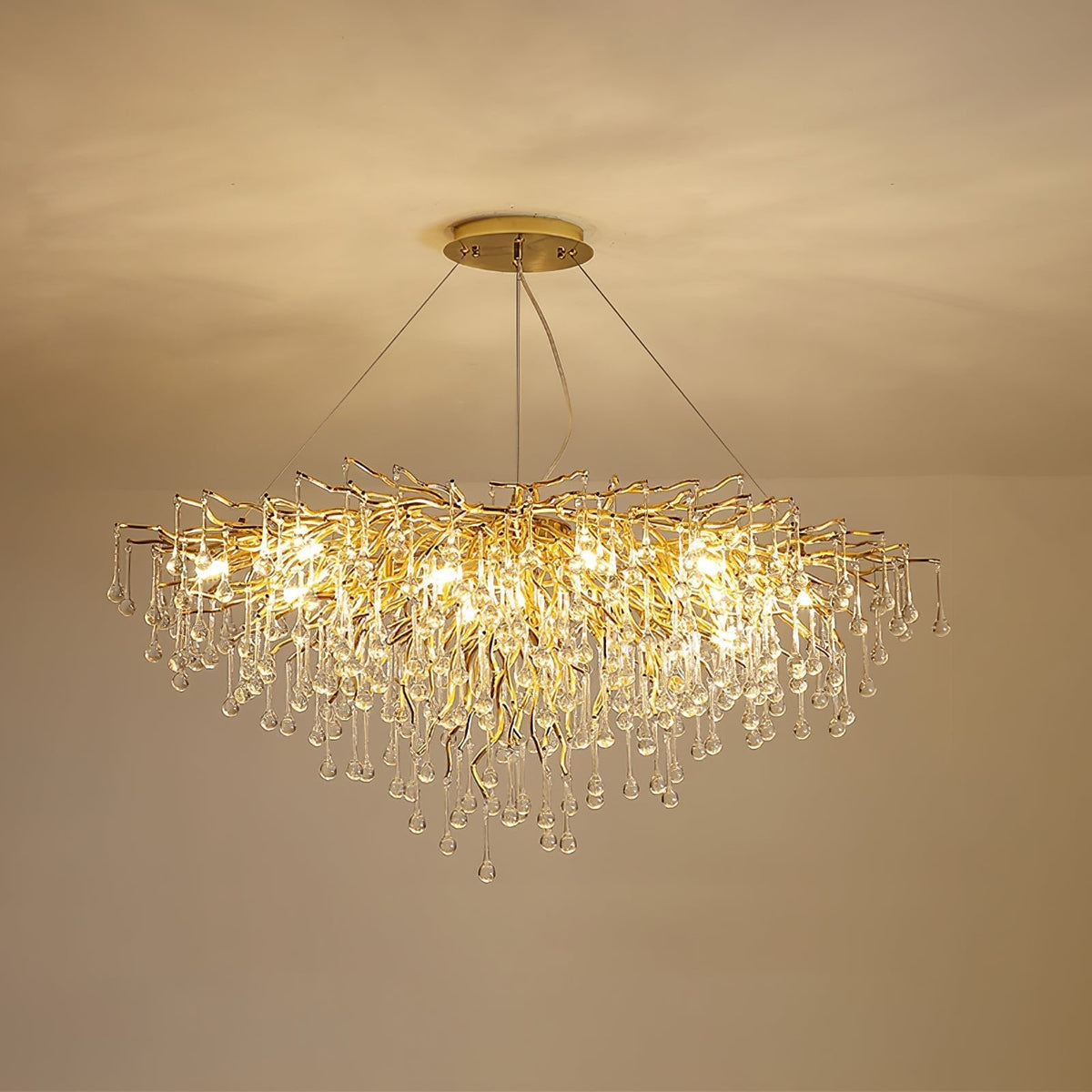 Teardrop Crystal Chandelier with Dimmable Light