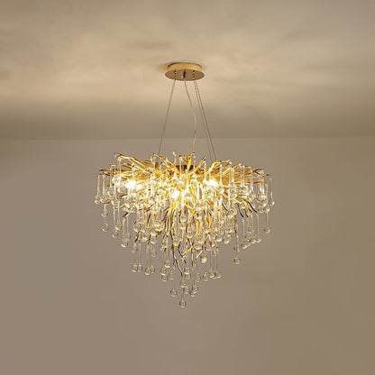 Teardrop Crystal Chandelier with Dimmable Light