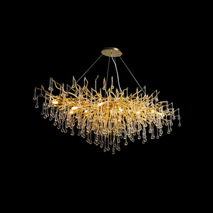 Teardrop Crystal Chandelier with Dimmable Light