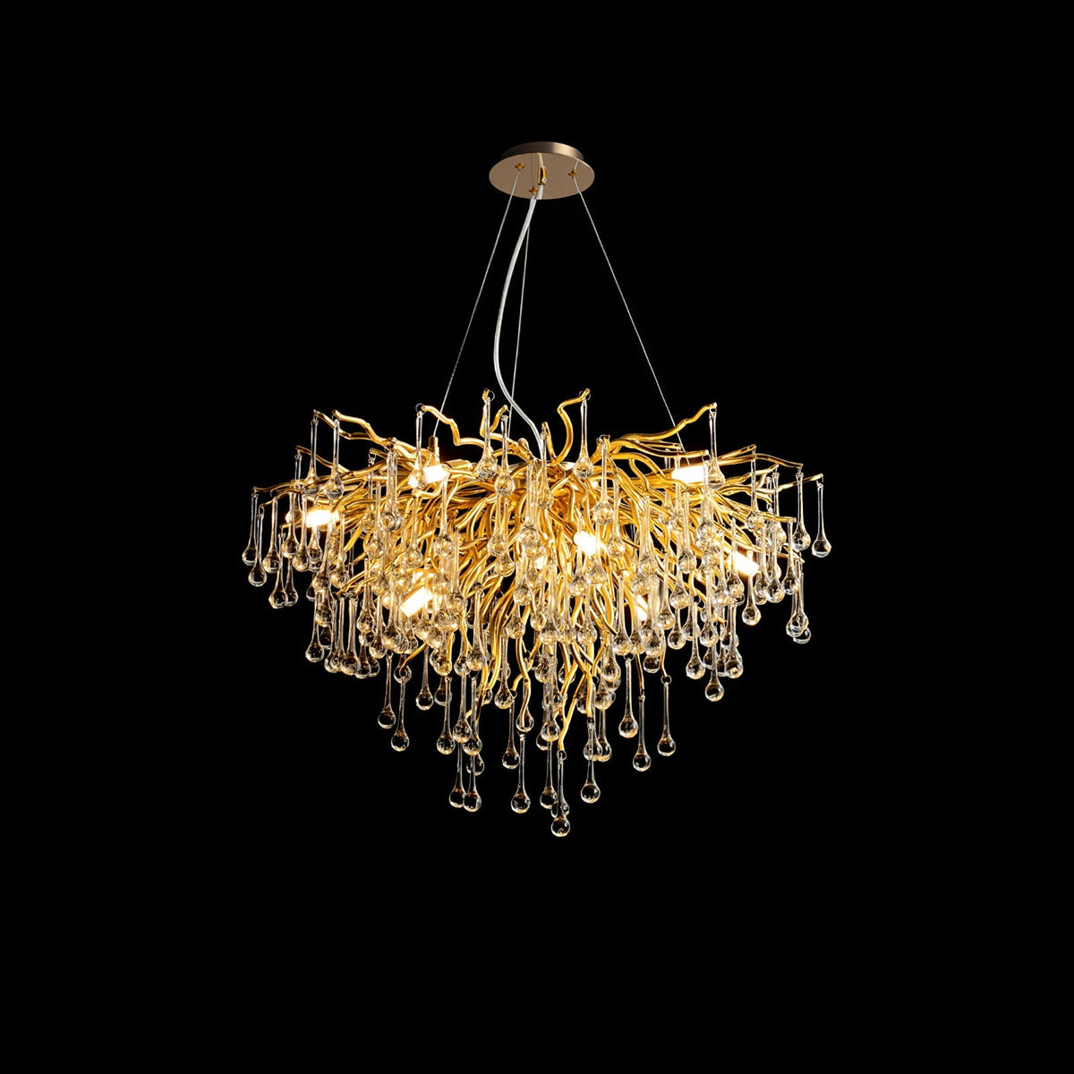 Teardrop Crystal Chandelier with Dimmable Light