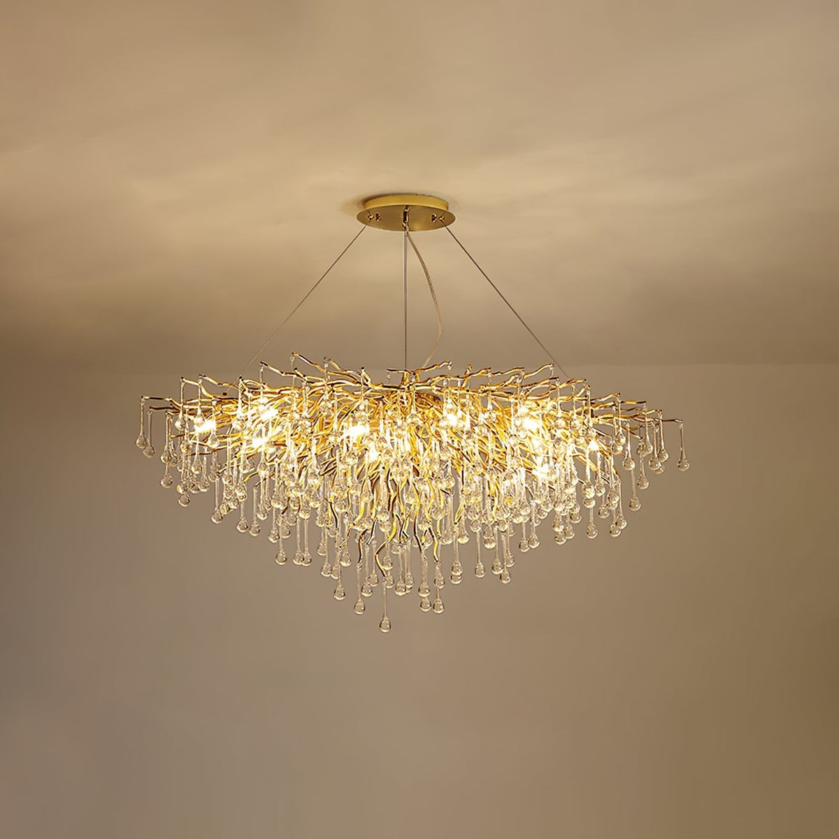 Teardrop Crystal Chandelier with Dimmable Light