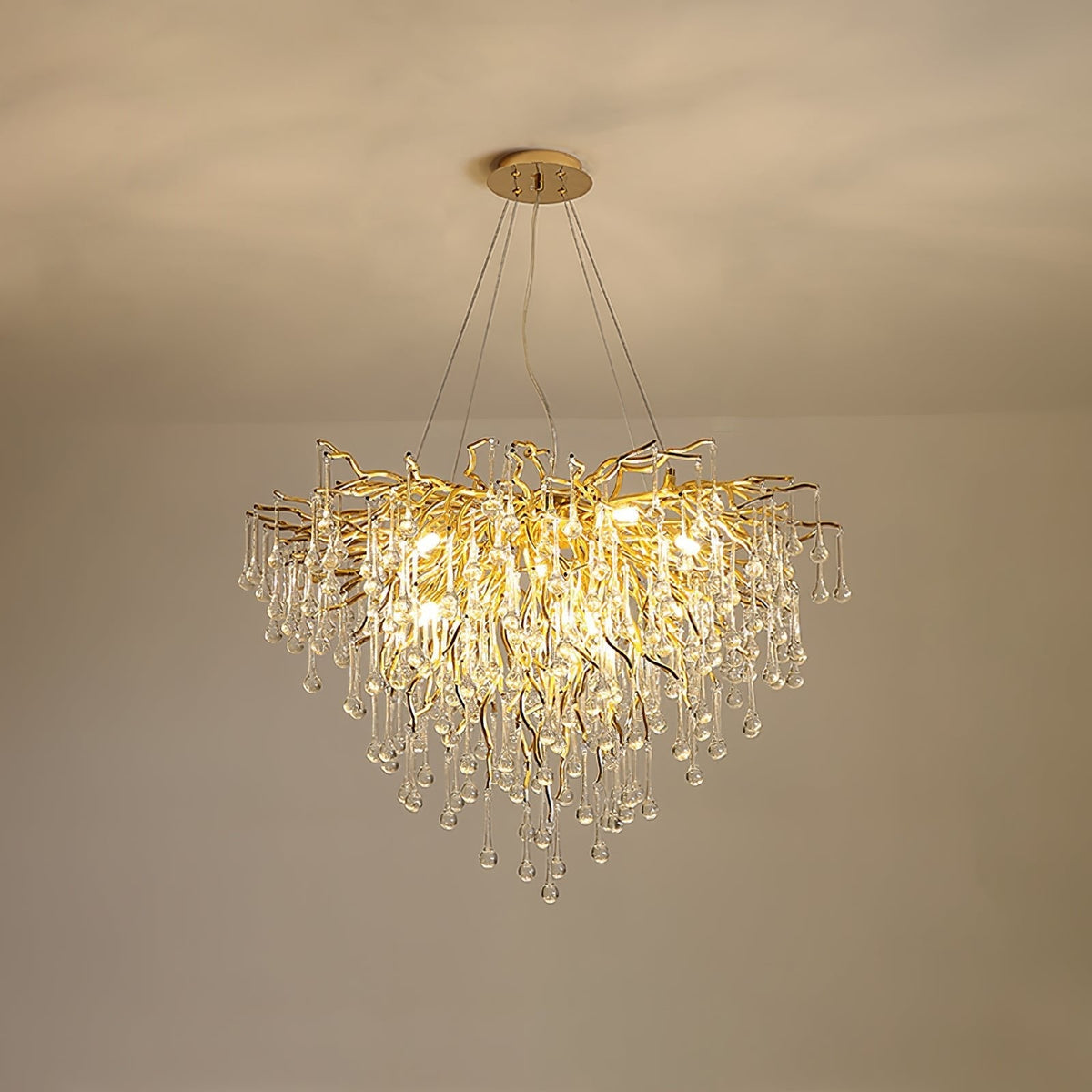 Teardrop Crystal Chandelier with Dimmable Light