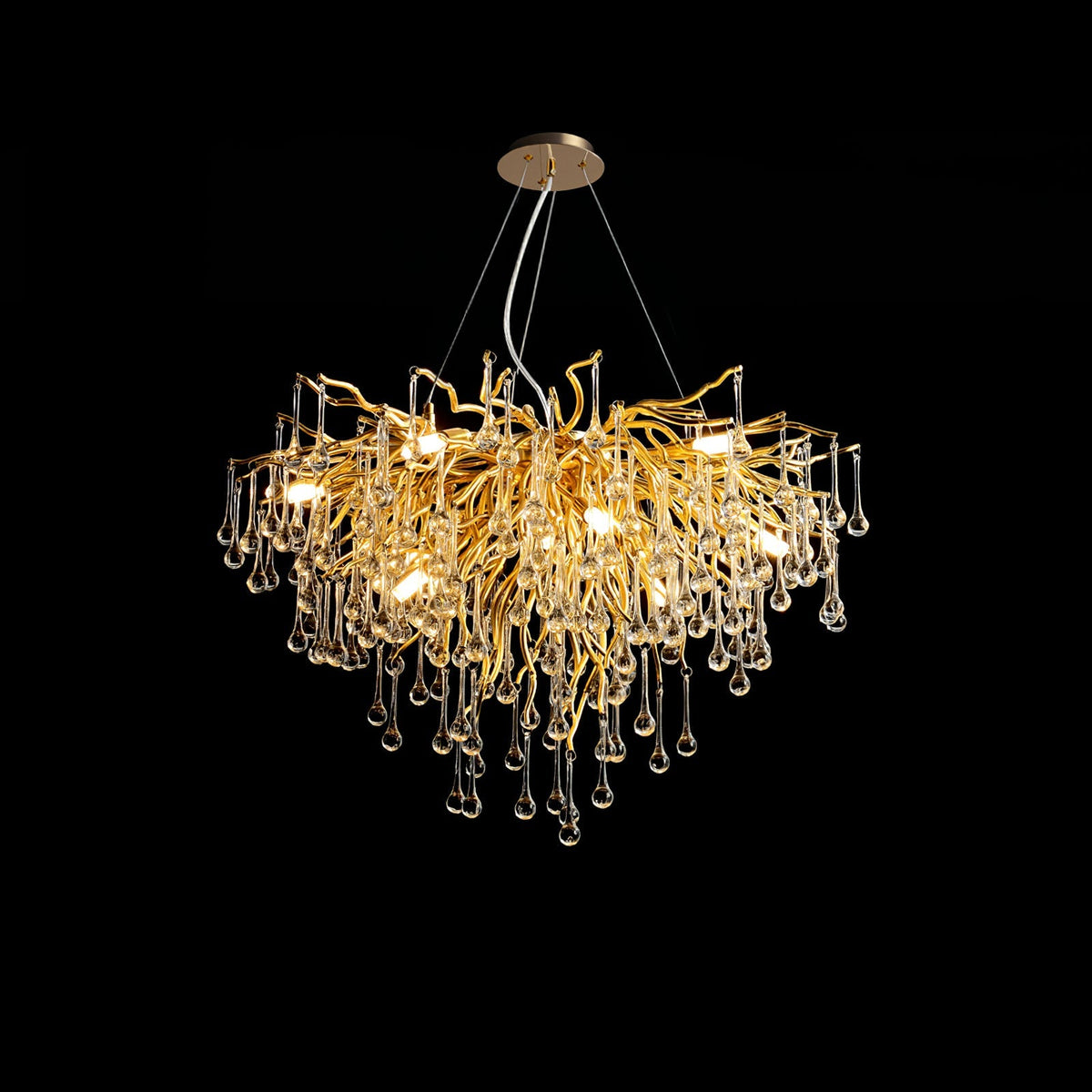 Teardrop Crystal Chandelier with Dimmable Light — detail view