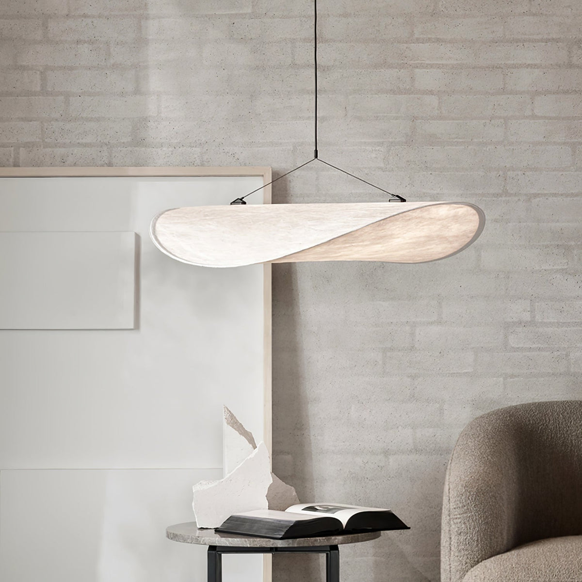 Layered Paper Pendant Lamp, Eco-Friendly & Dimmable — side view