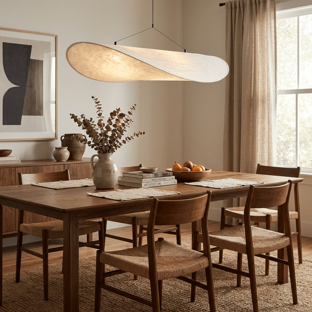 Silk Shade Pendant Light with Remote Dimming — alternate angle