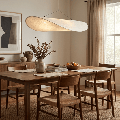Silk Shade Pendant Light with Remote Dimming — alternate angle