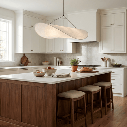 Silk Shade Pendant Light with Remote Dimming — side view