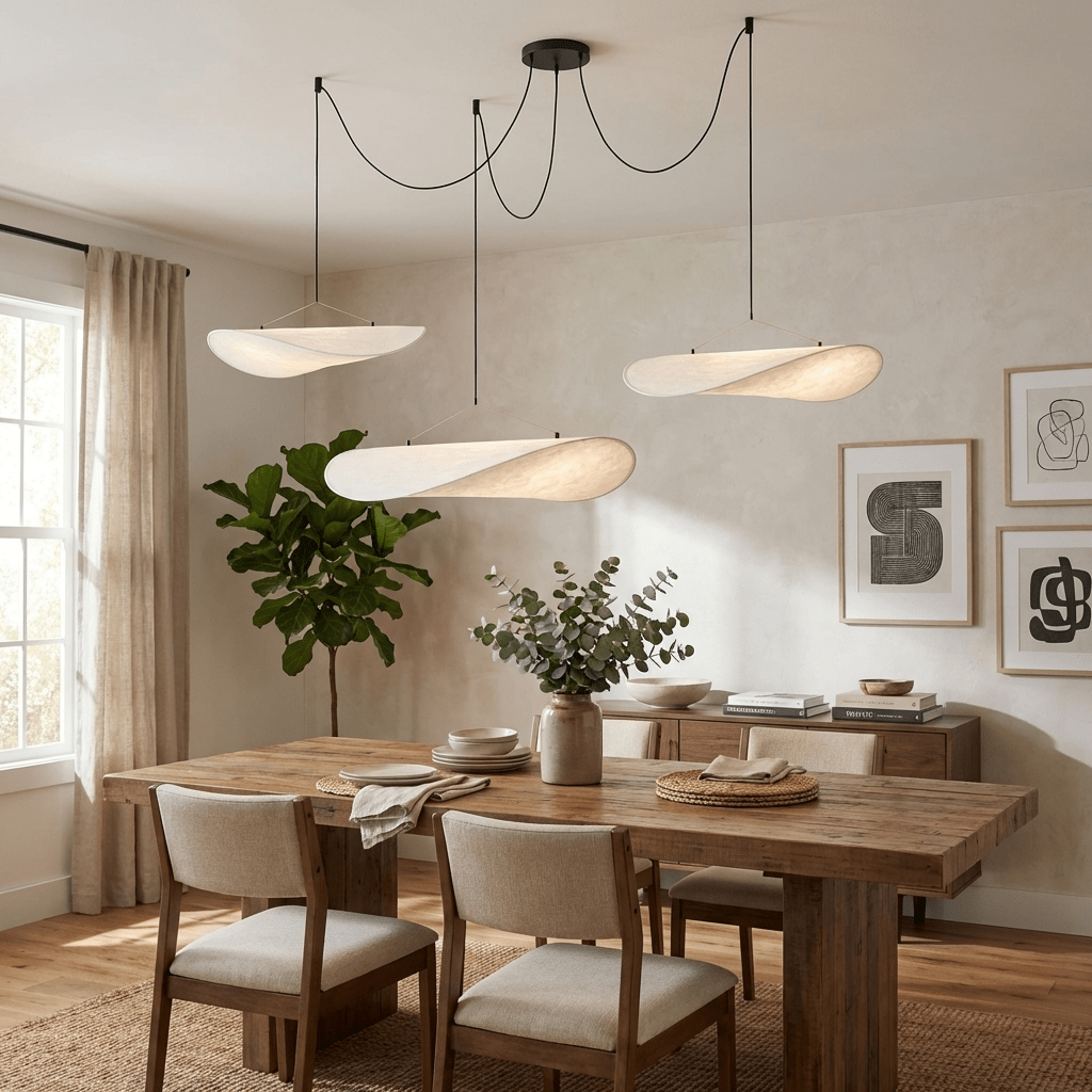 Silk Shade Pendant Light with Remote Dimming — front view