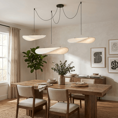 Silk Shade Pendant Light with Remote Dimming — front view