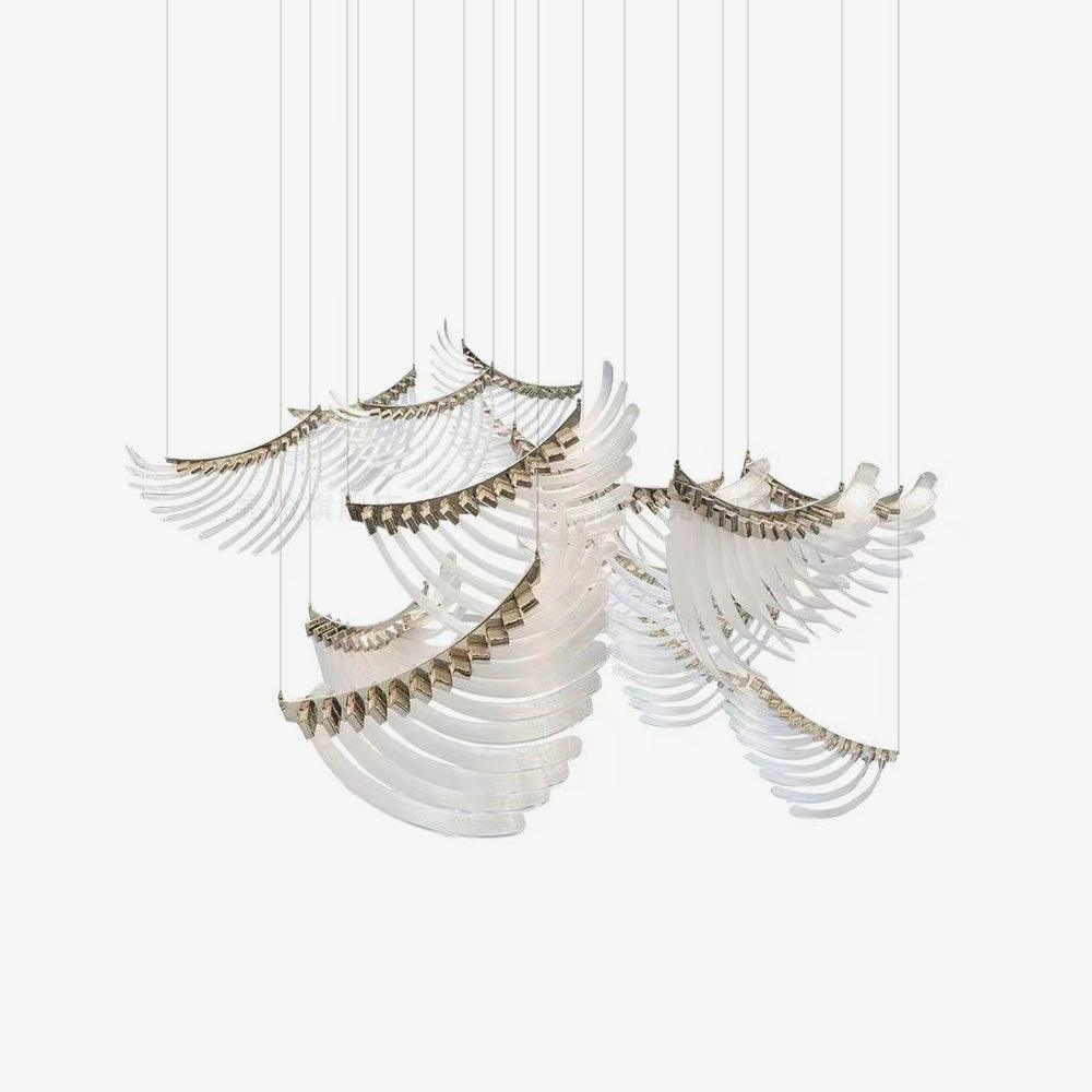 Tiered Palmette Chandelier with Crystal Accents — side view