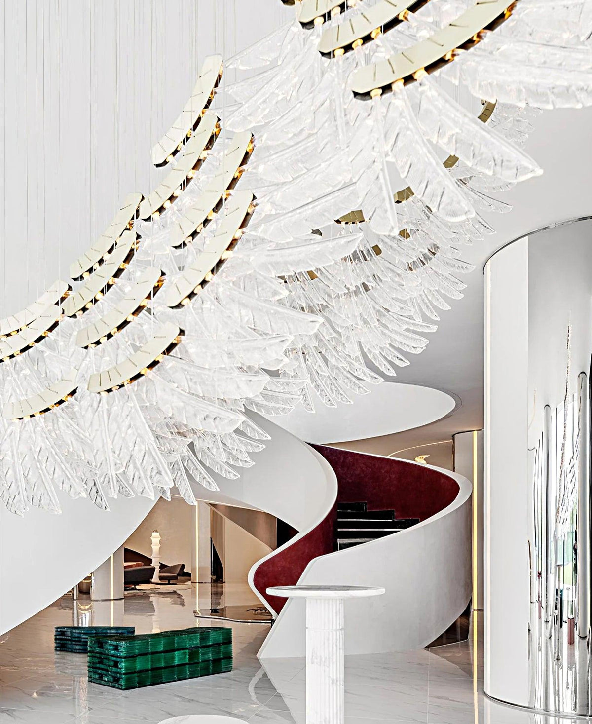Tiered Palmette Chandelier with Crystal Accents