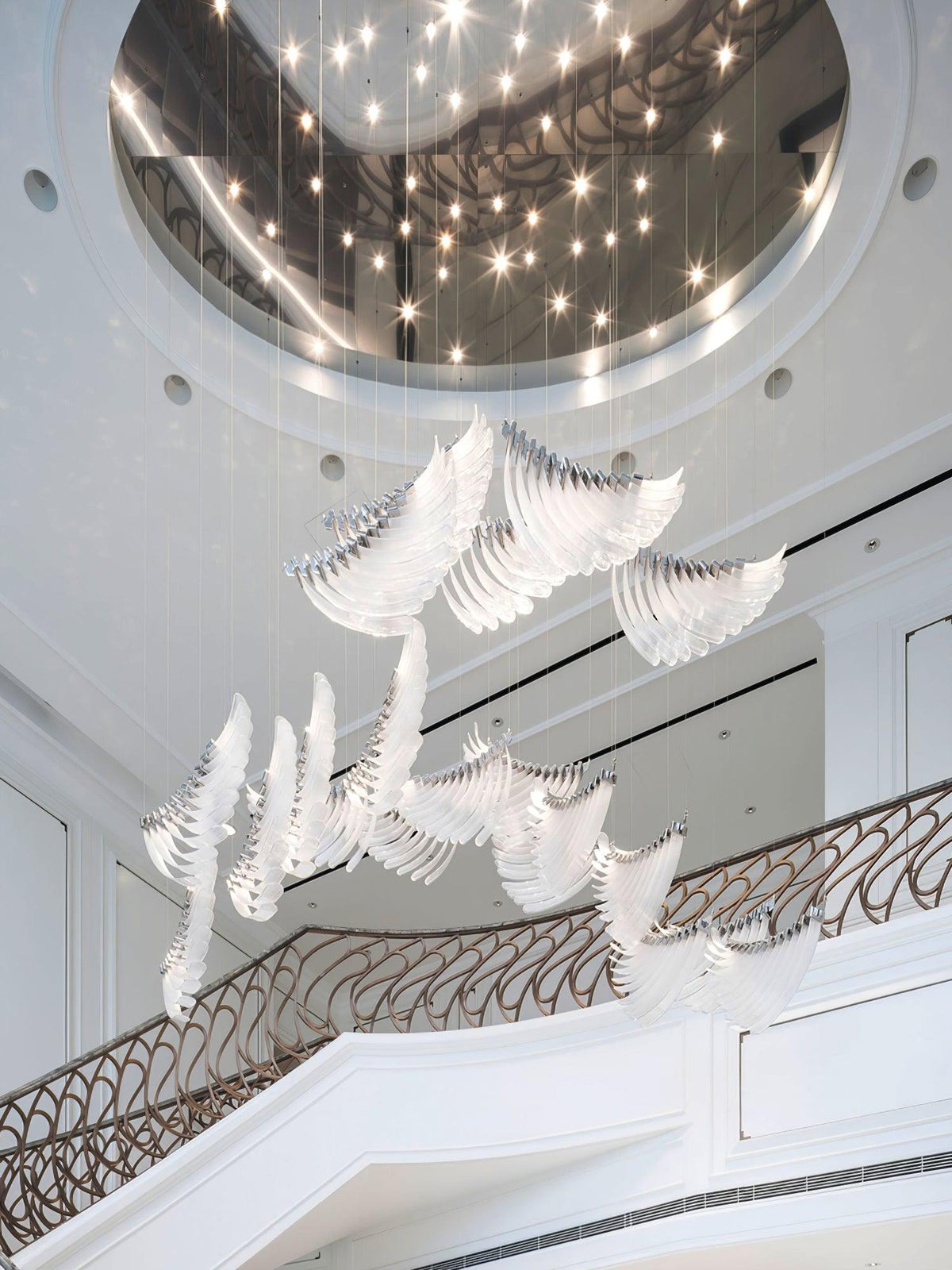 Tiered Palmette Chandelier with Crystal Accents