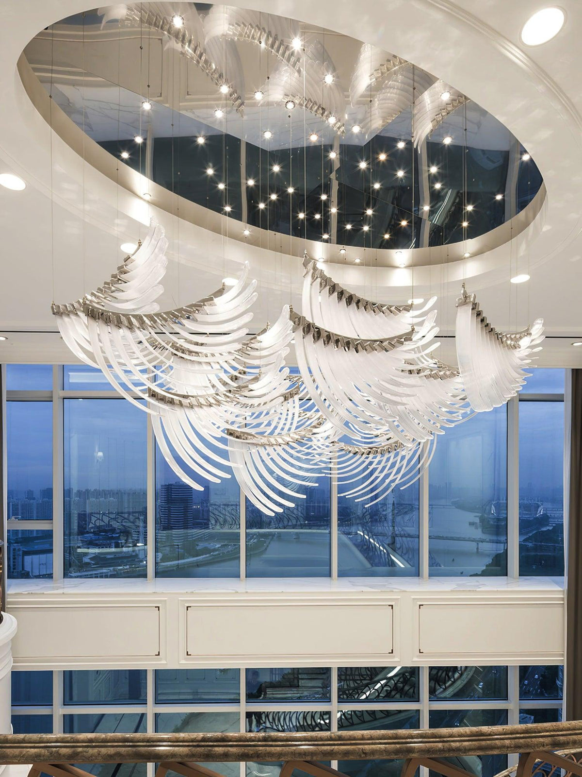 Tiered Palmette Chandelier with Crystal Accents