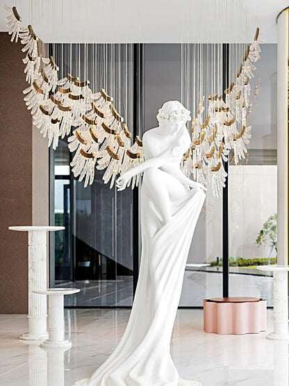 Tiered Palmette Chandelier with Crystal Accents