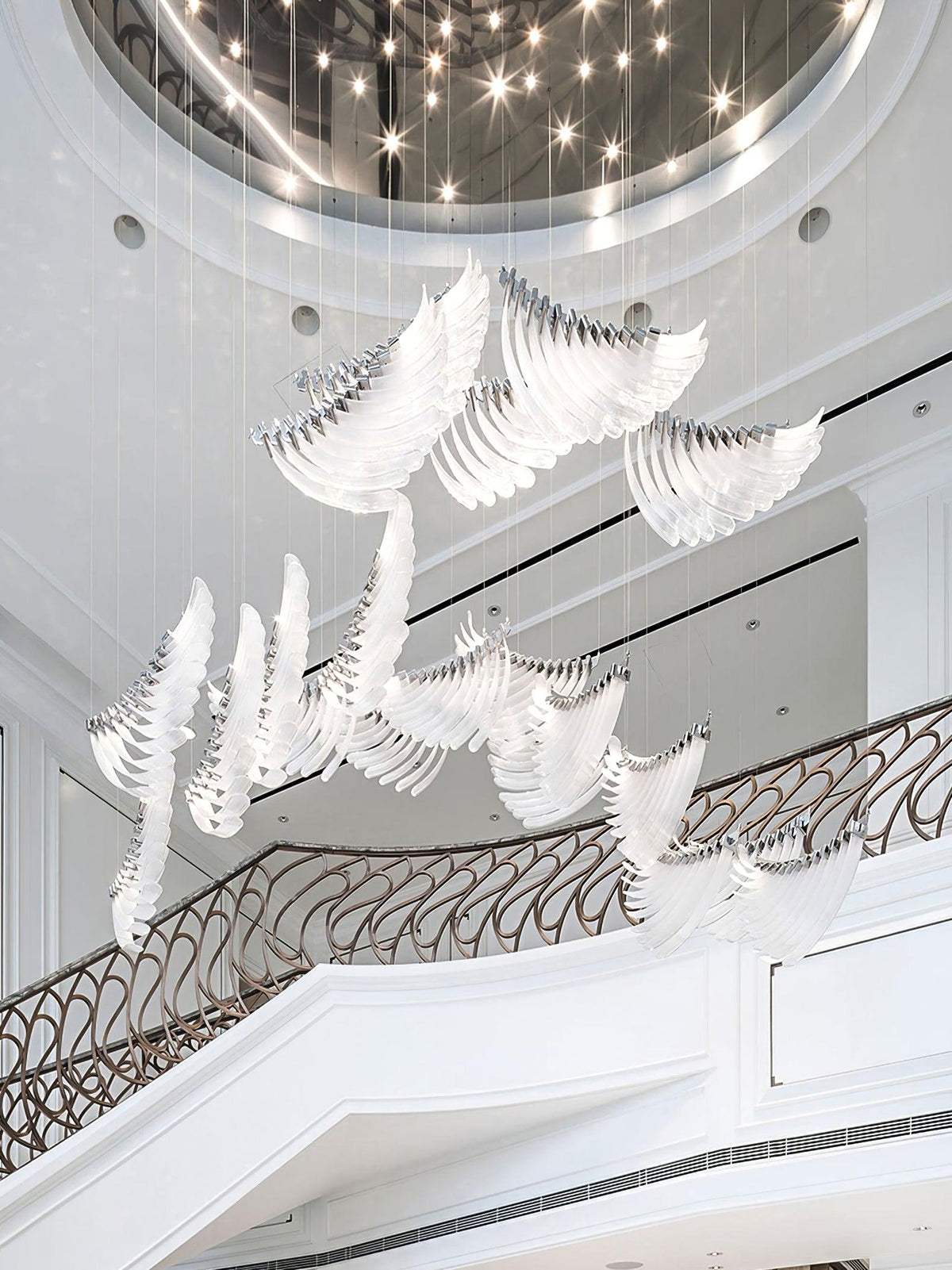 Tiered Palmette Chandelier with Crystal Accents
