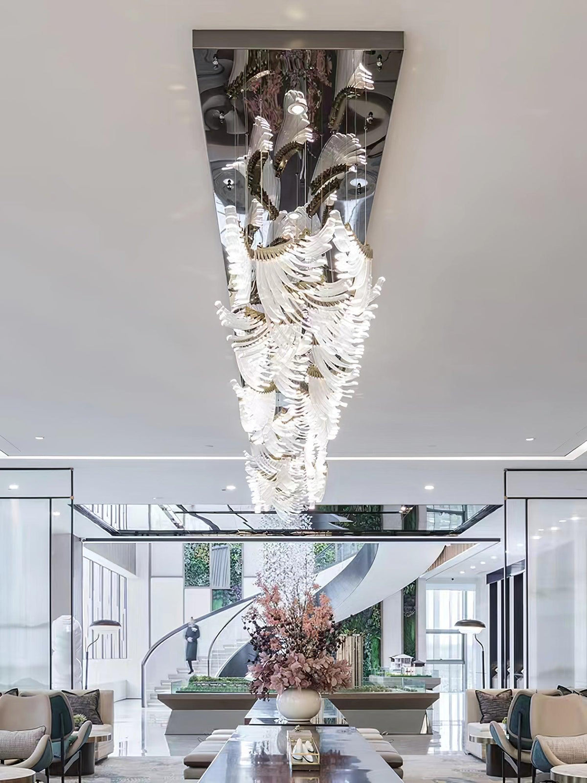 Tiered Palmette Chandelier with Crystal Accents