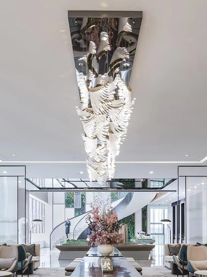 Tiered Palmette Chandelier with Crystal Accents
