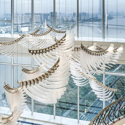 Tiered Palmette Chandelier with Crystal Accents — detail view