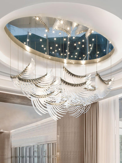 Tiered Palmette Chandelier with Crystal Accents