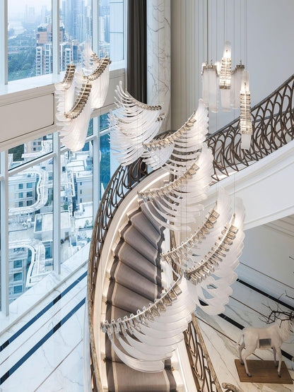 Tiered Palmette Chandelier with Crystal Accents