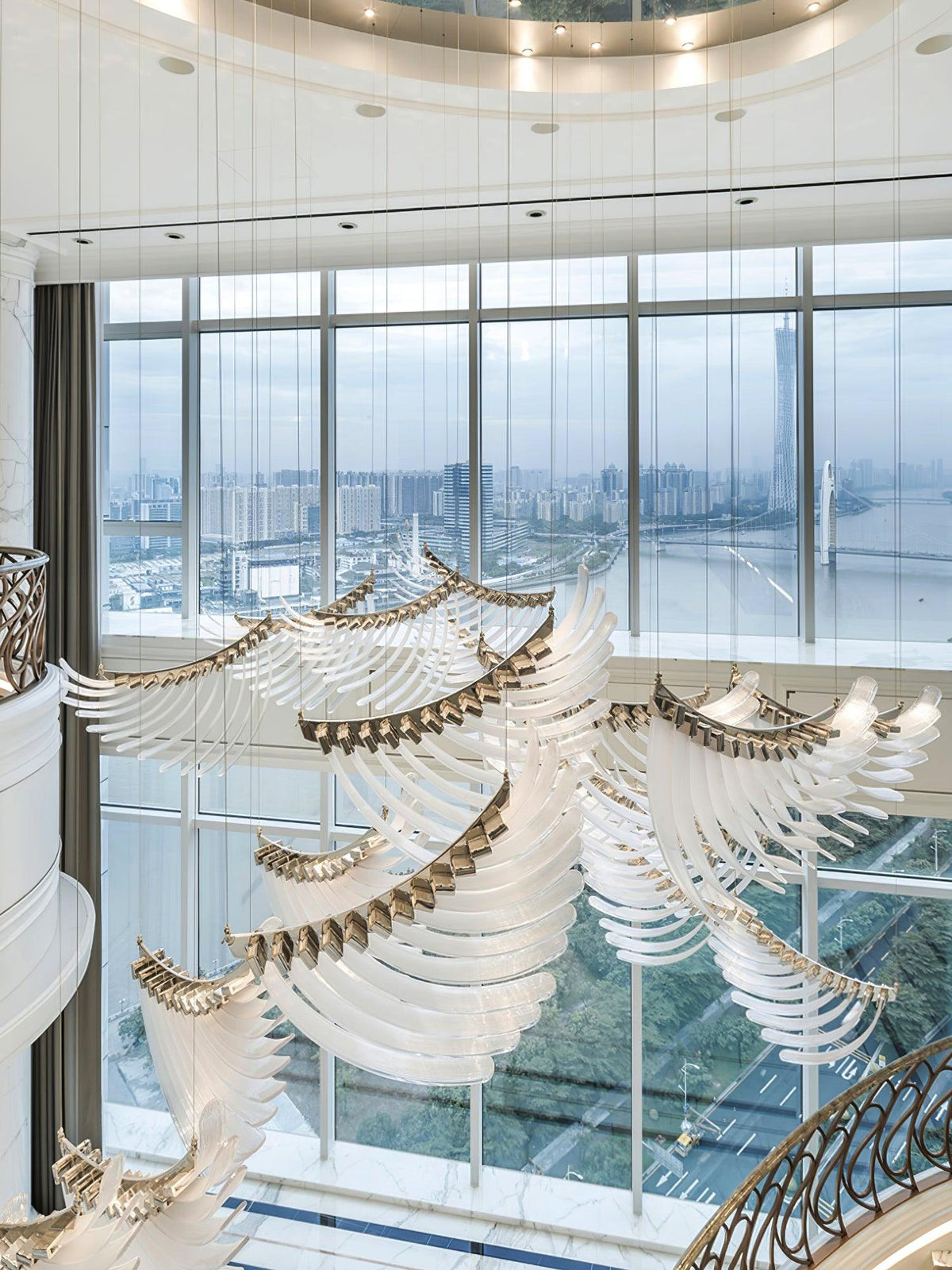 Tiered Palmette Chandelier with Crystal Accents