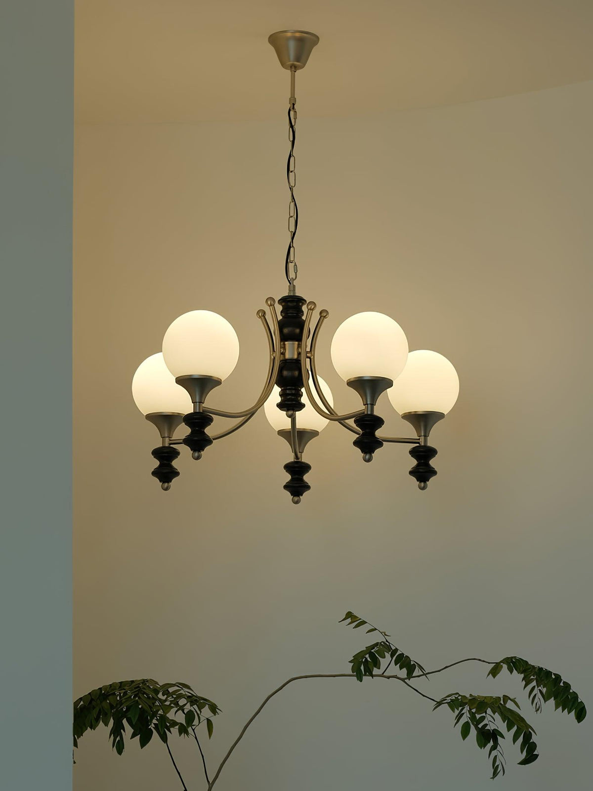 Wooden Chandelier with Adjustable Height